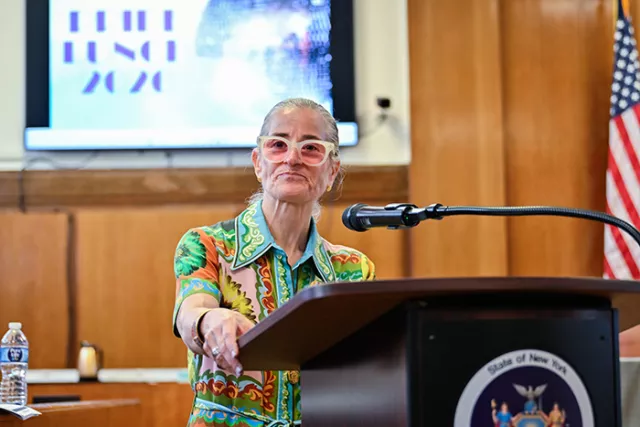 New York County Supreme Court-Criminal Term Administrative Judge Ellen Biben addresses during the PRIDE lunch, which highlighted the LGBTQ+ artist community’s impact on the community and broader cultural landscape 