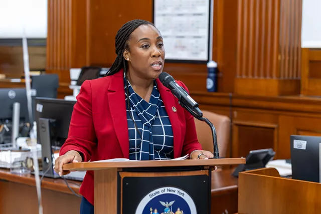 Mistress of Ceremonies Bronx County Civil Court Supervising Judge Taisha delivers remarks at the Bronx County Court’s America 250 celebration