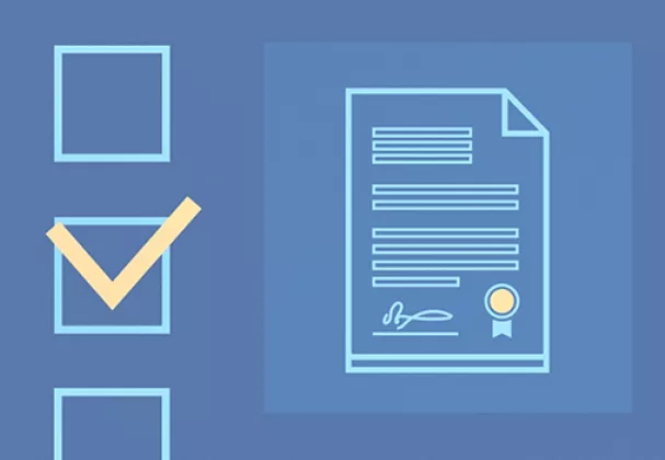 Graphic representing a digital document or paper with signature